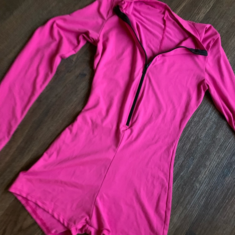 Pink Long Sleeve Zip-Up Bodysuit